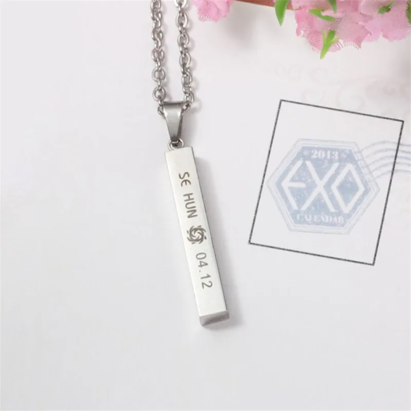 Kpop EXO Baek Hyun Chan Yeol Luhan Sehun Titanium Steel Necklace