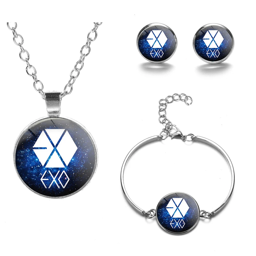 KPOP EXO Logo & Moon Necklace Set