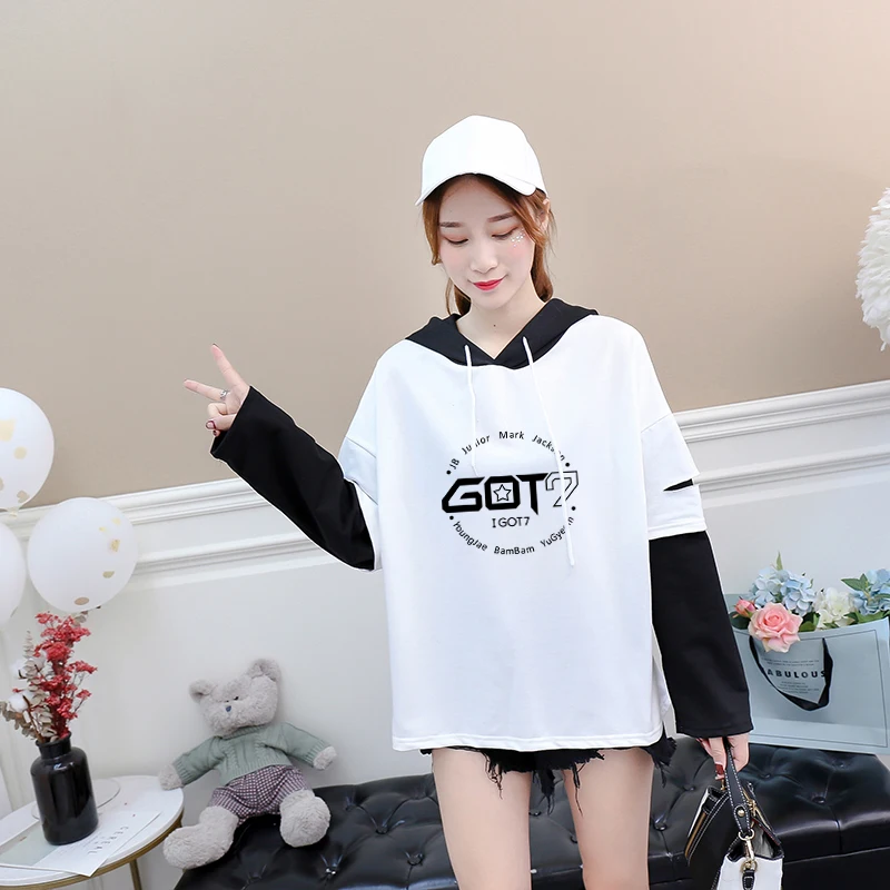 Got7 Letter Printed Long Sleeve Casual T-Shirt