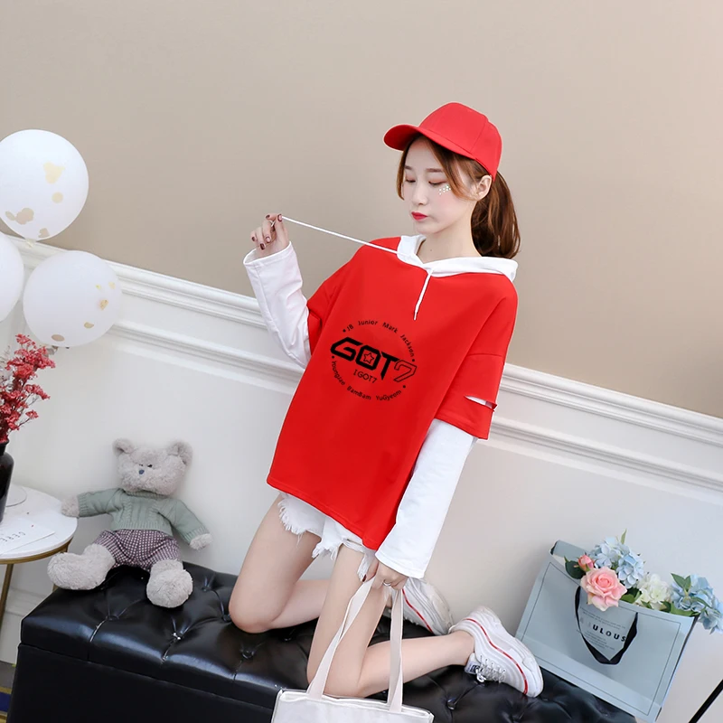 Got7 Letter Printed Long Sleeve Casual T-Shirt