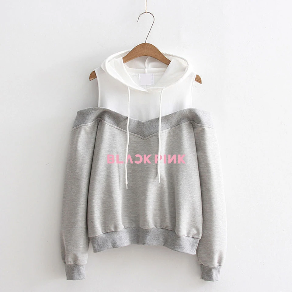 K-Pop Blackpink Strapless Shoulder Hoodies K-Pop Blackpink Strapless Shoulder Hoodies