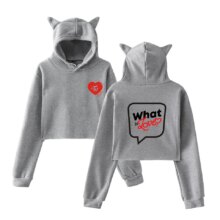 Twice Kpop Harajuku Cat Cropped Long Sleeve Hoodies Twice Kpop Harajuku Cat Cropped Long Sleeve Hoodies