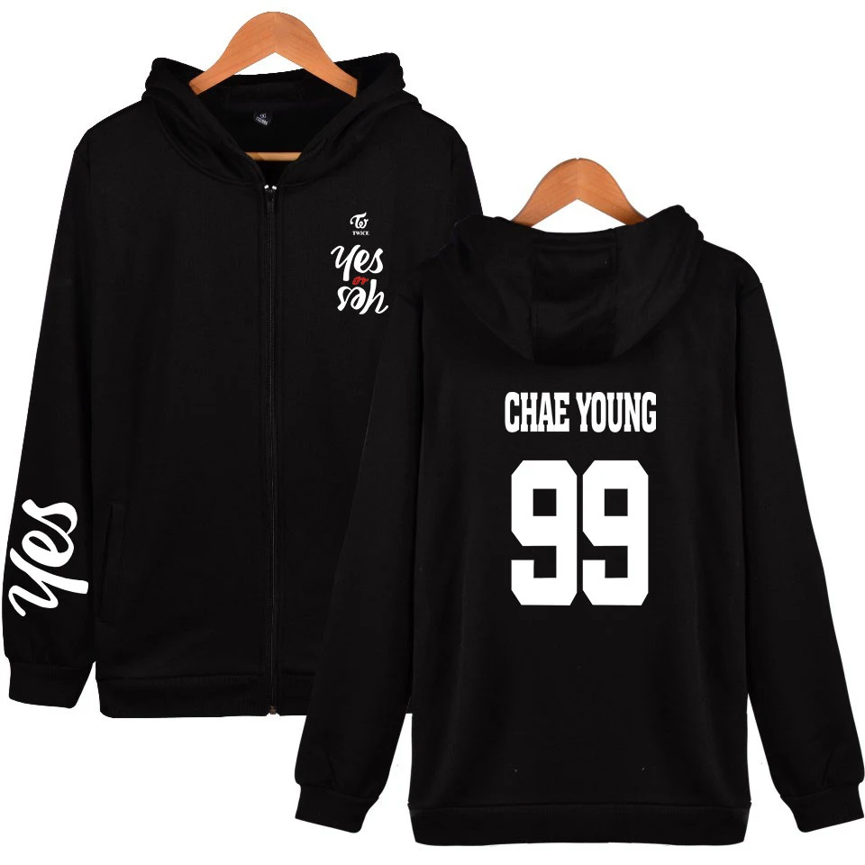 Yes or Yes Kpop Twice Long Sleeve Black Hoodies