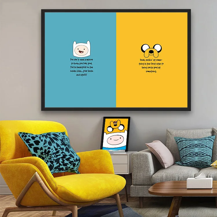 Adventure Time Cartoon Wall Art Printed Canvas Kids Poster