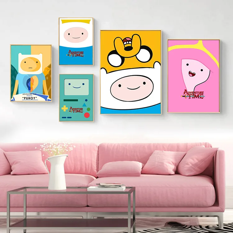 Adventure Time Cartoon Wall Art Printed Canvas Kids Poster