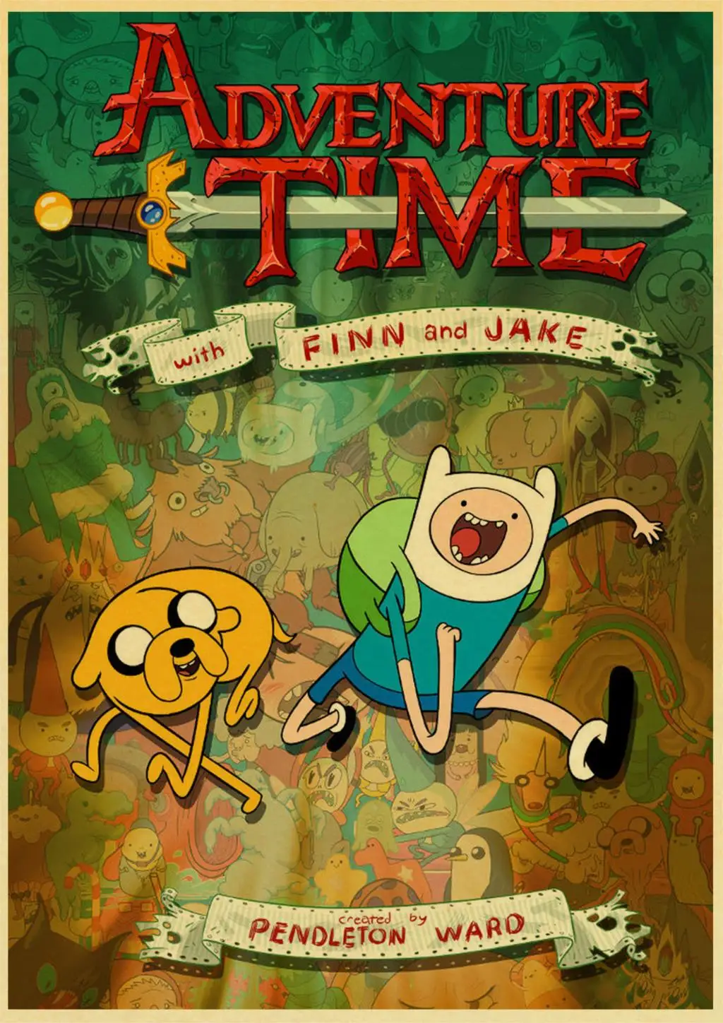 Adventure Time With Finn And Jake Cartoon Poster