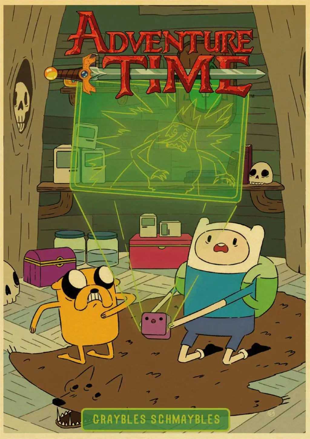 Adventure Time With Finn And Jake Cartoon Poster
