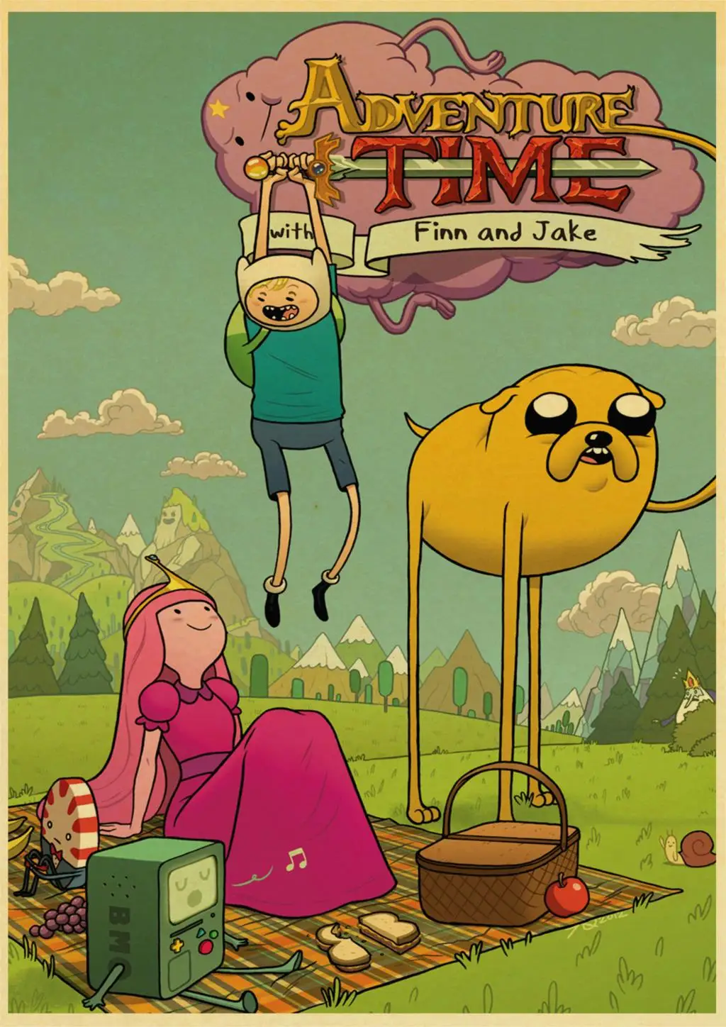 Adventure Time With Finn And Jake Cartoon Poster
