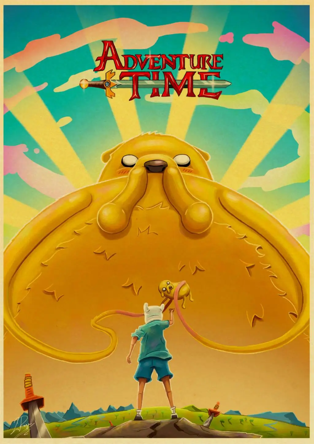 Adventure Time With Finn And Jake Cartoon Poster