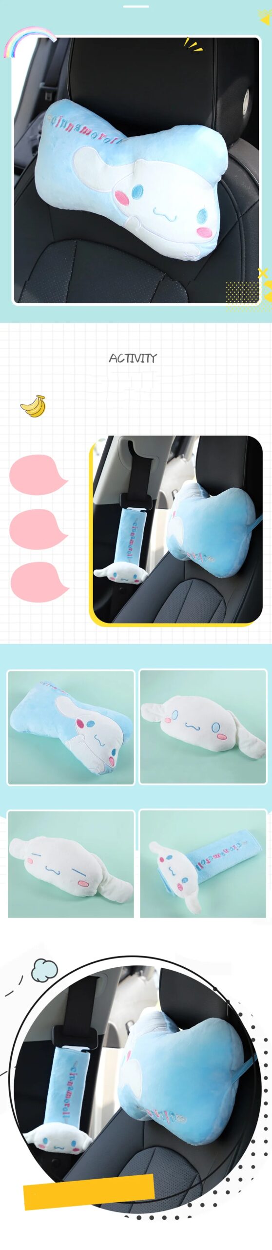 Kawaii Cinnamoroll Car Bone Neck Pillow Cushion Doll Kawaii Cinnamoroll Car Bone Neck Pillow Cushion Doll