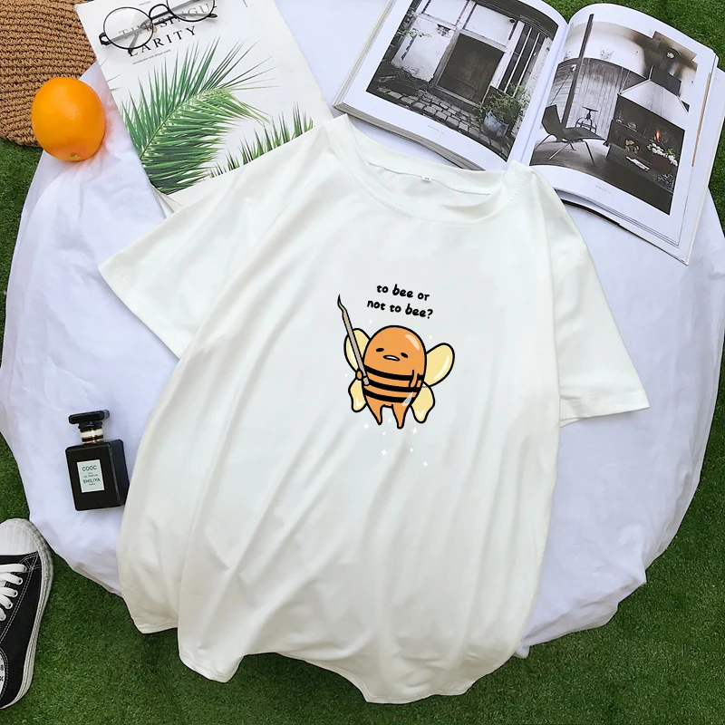 Bee Gudetama Lazy Egg Yolk Cartoon Print Short Sleeve Casual T-Shirt Bee Gudetama Lazy Egg Yolk Cartoon Print Short Sleeve Casual T-Shirt