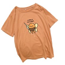 Bee Gudetama Lazy Egg Yolk Cartoon Print Short Sleeve Casual T-Shirt Bee Gudetama Lazy Egg Yolk Cartoon Print Short Sleeve Casual T-Shirt