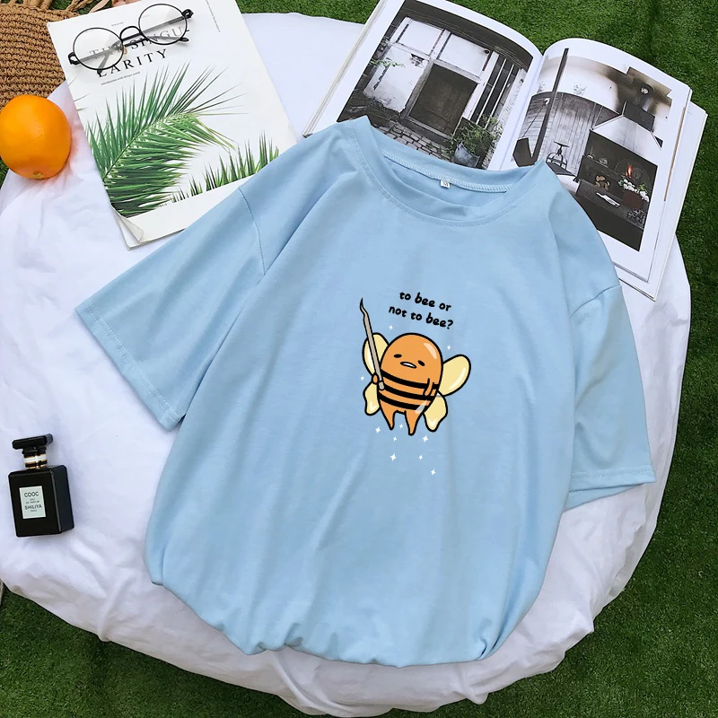 Bee Gudetama Lazy Egg Yolk Cartoon Print Short Sleeve Casual T-Shirt Bee Gudetama Lazy Egg Yolk Cartoon Print Short Sleeve Casual T-Shirt