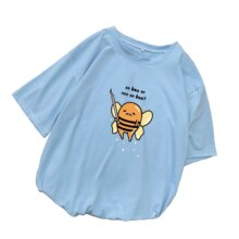 Bee Gudetama Lazy Egg Yolk Cartoon Print Short Sleeve Casual T-Shirt Bee Gudetama Lazy Egg Yolk Cartoon Print Short Sleeve Casual T-Shirt
