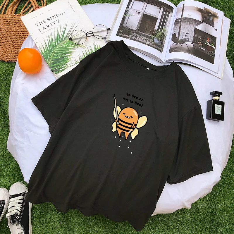 Bee Gudetama Lazy Egg Yolk Cartoon Print Short Sleeve Casual T-Shirt Bee Gudetama Lazy Egg Yolk Cartoon Print Short Sleeve Casual T-Shirt