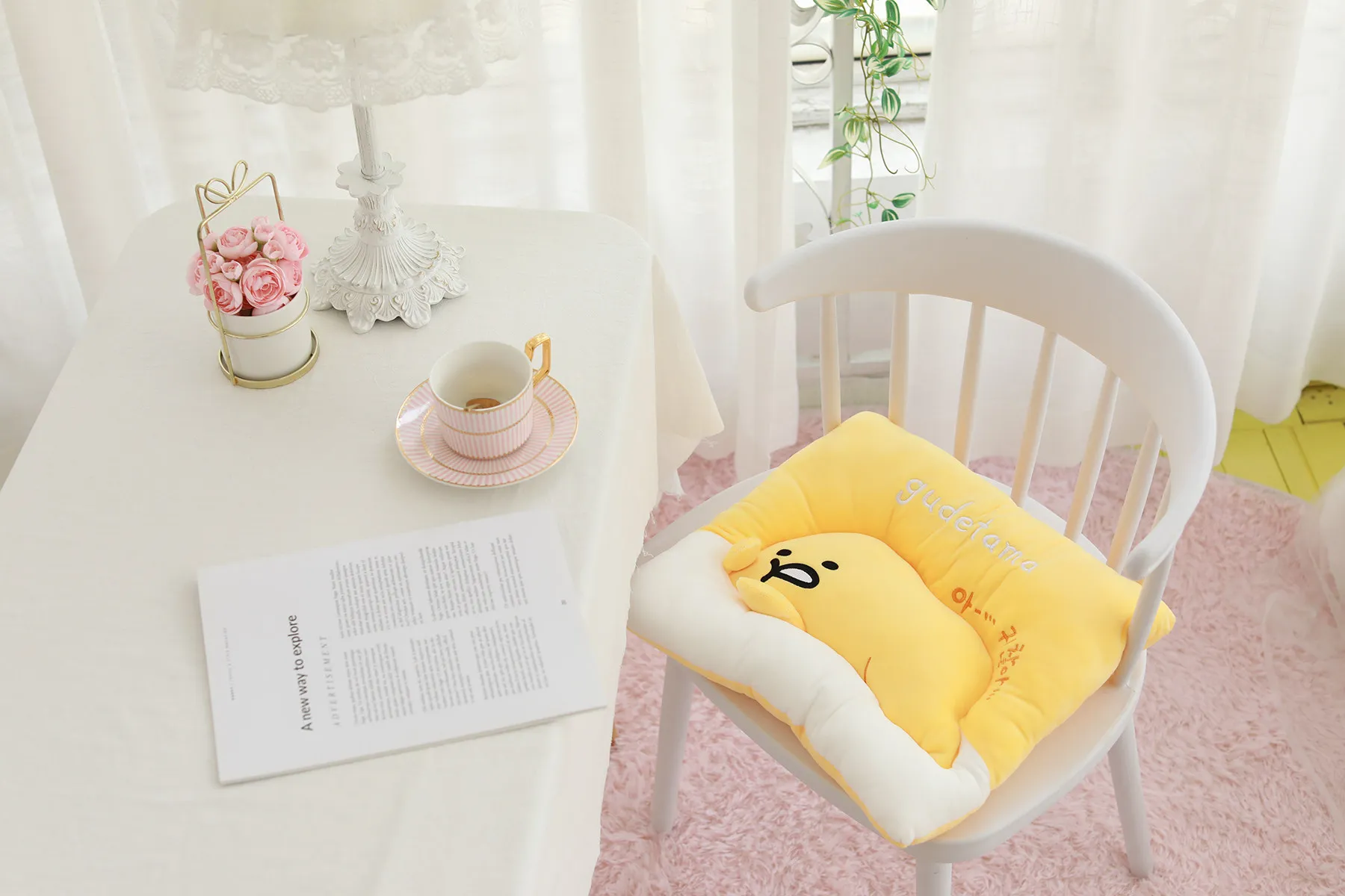 Gudetama Lazy Egg Plush Stuffed Chair Pillow Cushion
