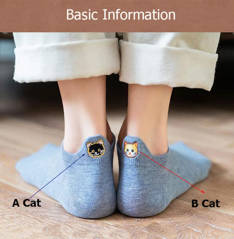 Kawaii Happy Ankle Cat Harajuku Cartoon Embroidery Short Socks Kawaii Happy Ankle Cat Harajuku Cartoon Embroidery Short Socks