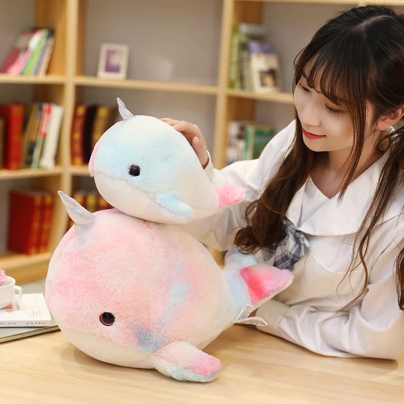 Sea Animal Colorful Whale Fish Rainbow Narwhal Stuffed Doll Sea Animal Colorful Whale Fish Rainbow Narwhal Stuffed Doll