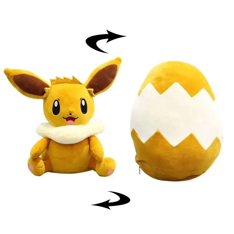 Pokemon Big Eevee Pikachu Soft Plush Reversible Changing Egg Doll