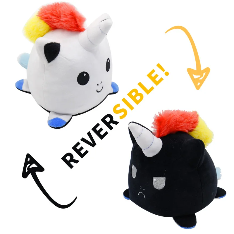 Unicorn Anime With Two-Sided Mood Soft Stuffed Reversible Kawaii Toy