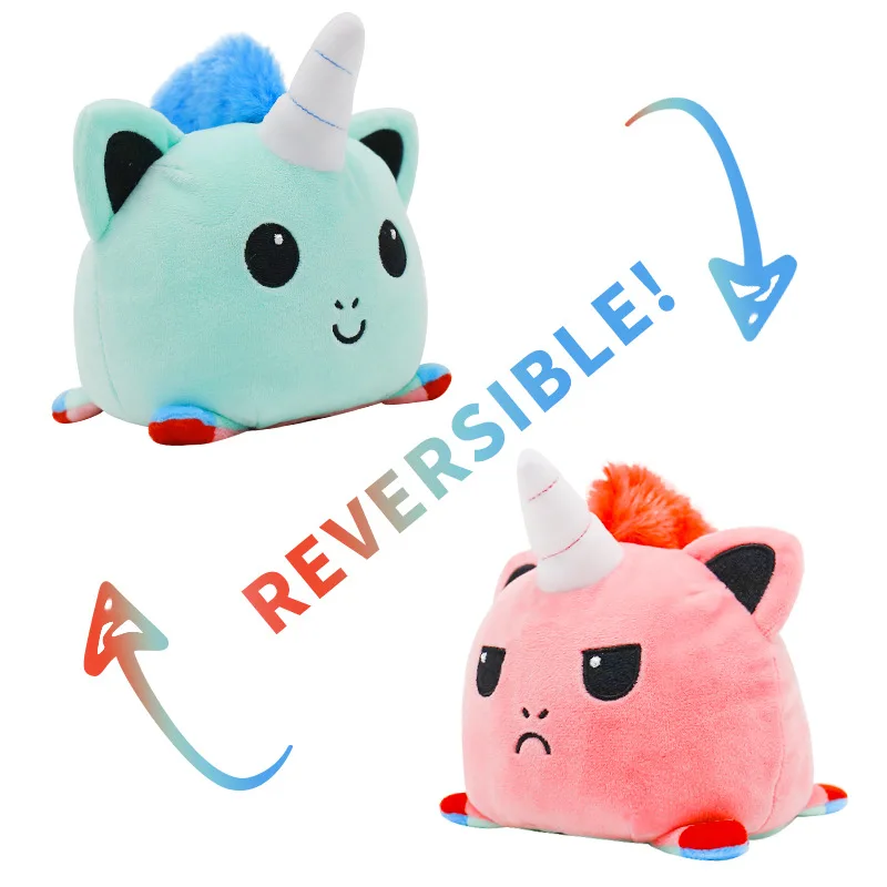 Unicorn Anime With Two-Sided Mood Soft Stuffed Reversible Kawaii Toy
