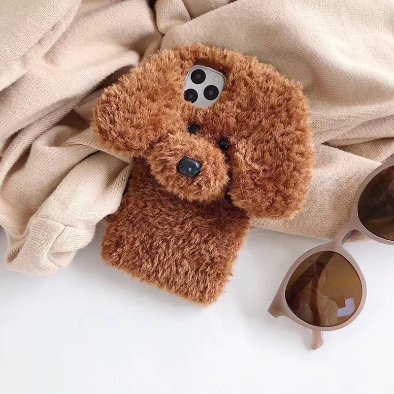 Teddy Pet Dog 3D Cartoon Plush Soft Phone Case