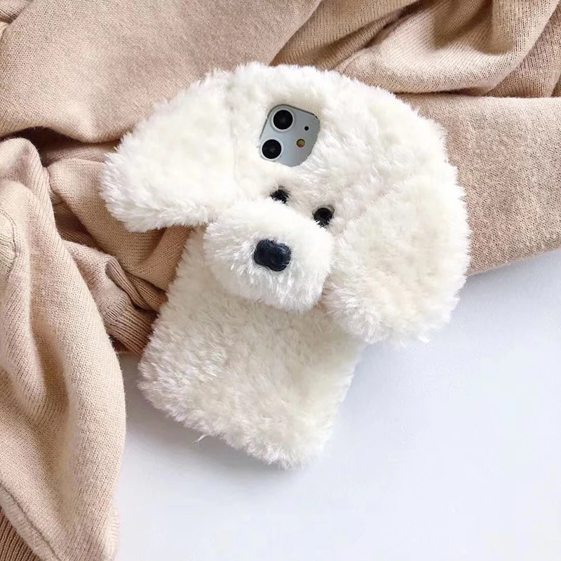 Teddy Pet Dog 3D Cartoon Plush Soft Phone Case