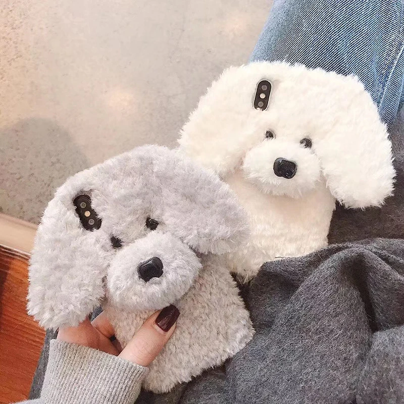 Teddy Pet Dog 3D Cartoon Plush Soft Phone Case