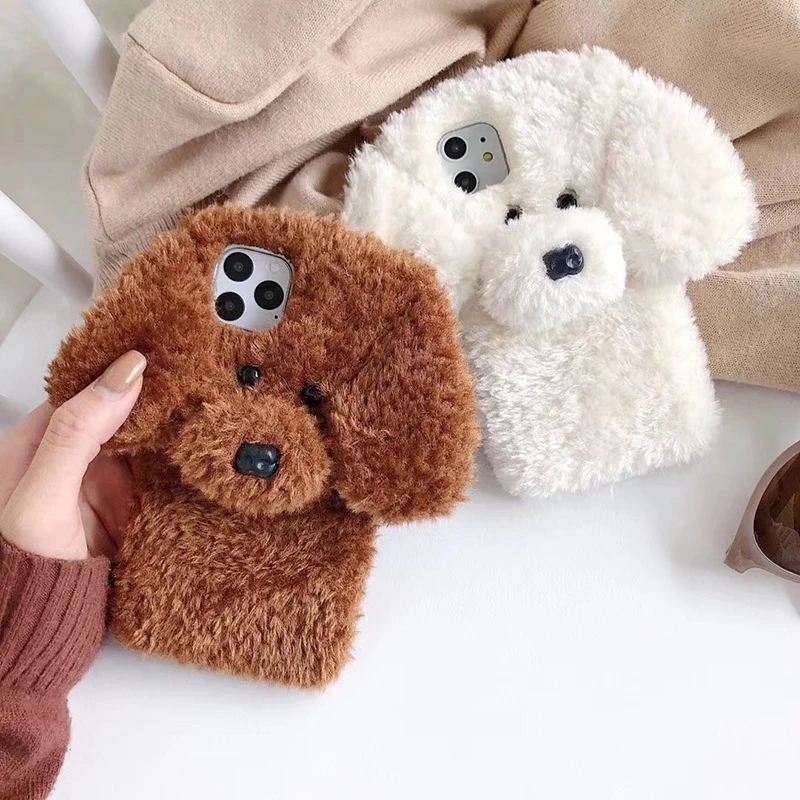 Teddy Pet Dog 3D Cartoon Plush Soft Phone Case