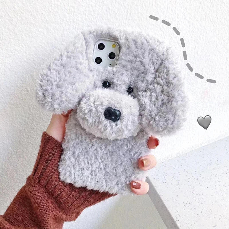 Teddy Pet Dog 3D Cartoon Plush Soft Phone Case