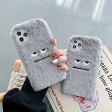 Gray Angry Plush Soft Phone Case Gray Angry Plush Soft Phone Case