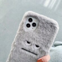 Gray Angry Plush Soft Phone Case Gray Angry Plush Soft Phone Case