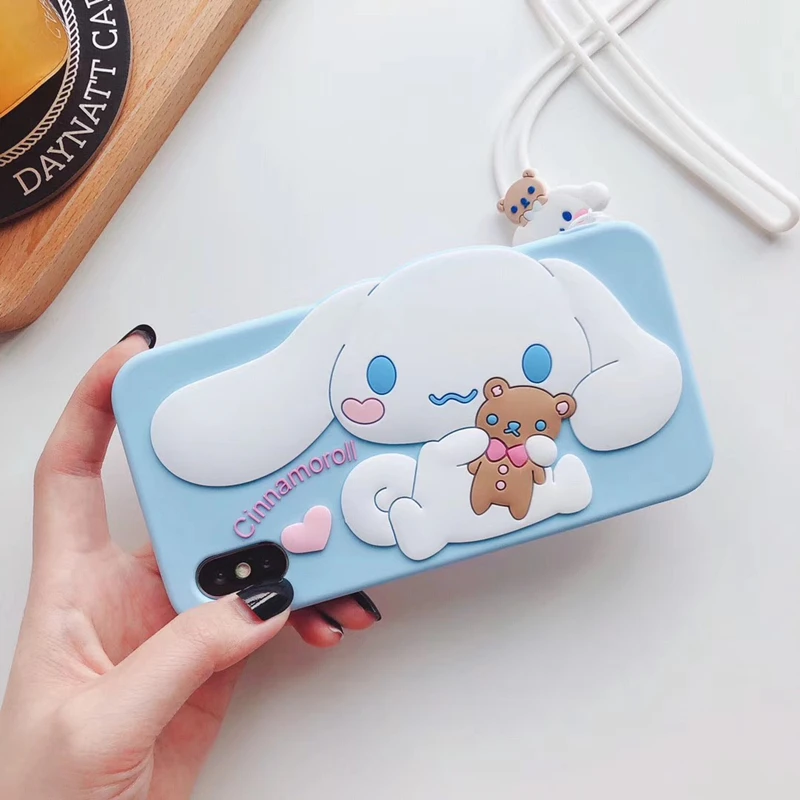 Cartoon Silicone Protect Phone Case With Candy Lanyard