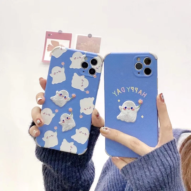 3D Embroidery Ghost Soft Lambskin Phone Case 3D Embroidery Ghost Soft Lambskin Phone Case