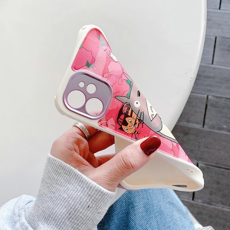 No Face Man Totoro Anime Metal Lens Protection Soft Silicone Phone Case