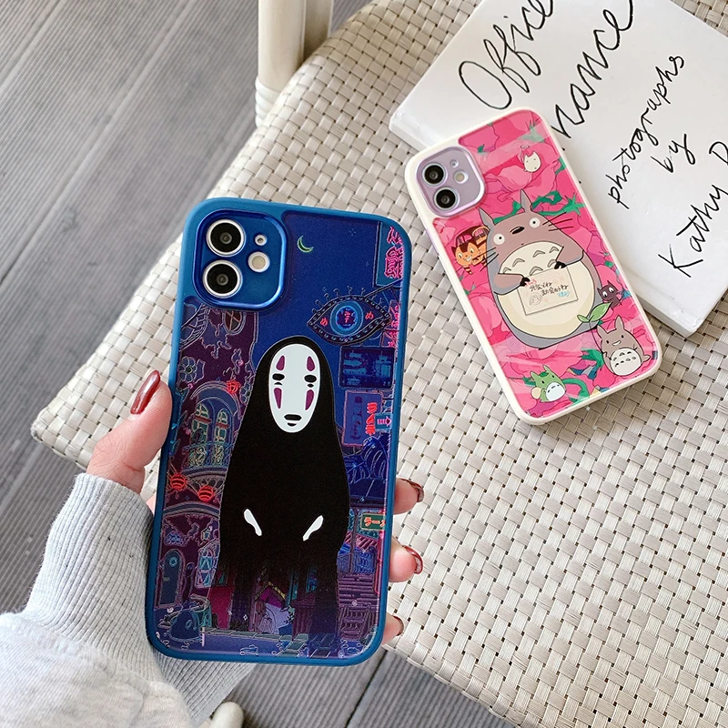 No Face Man Totoro Anime Metal Lens Protection Soft Silicone Phone Case