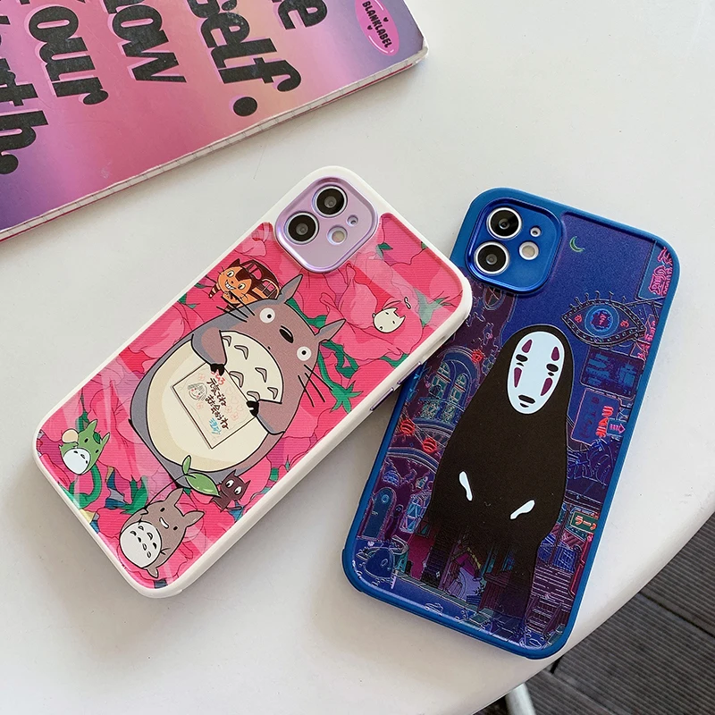 No Face Man Totoro Anime Metal Lens Protection Soft Silicone Phone Case