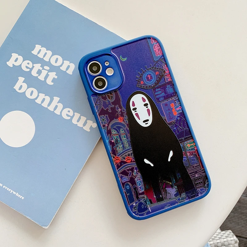 No Face Man Totoro Anime Metal Lens Protection Soft Silicone Phone Case