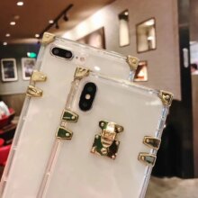 Luxury Square Metal Transparent Soft Silicone Phone Case Luxury Square Metal Transparent Soft Silicone Phone Case