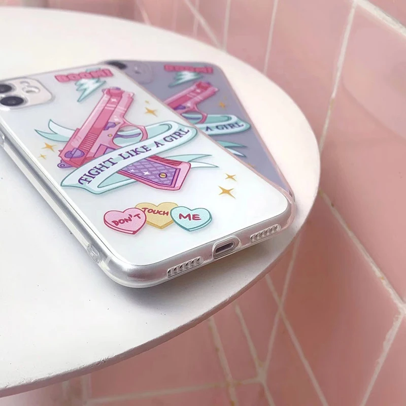 Pink Girl Cartoon Soft Silicone Transparent Phone Case Pink Girl Cartoon Soft Silicone Transparent Phone Case