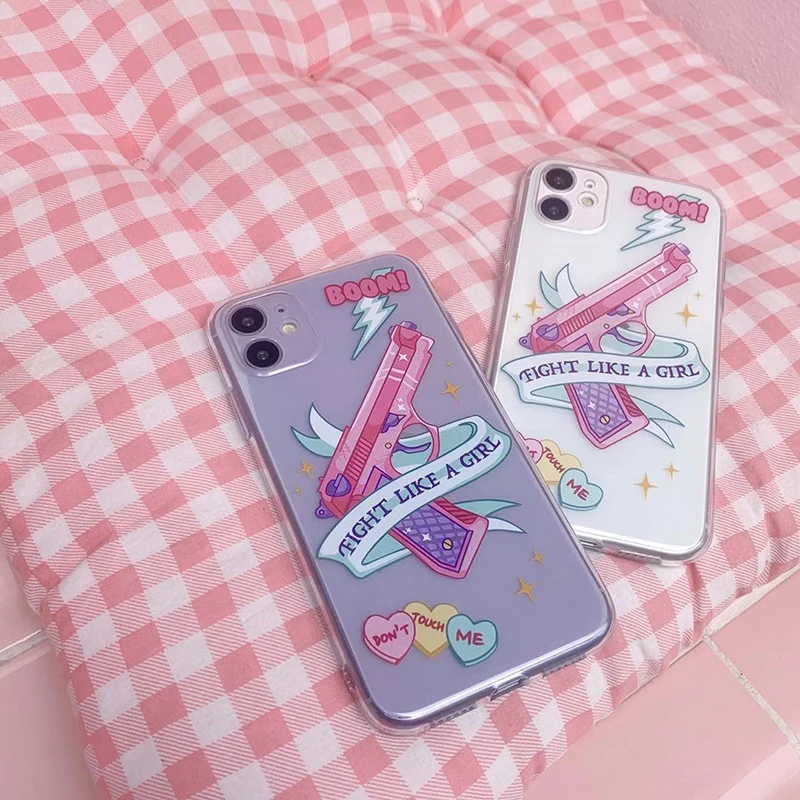 Pink Girl Cartoon Soft Silicone Transparent Phone Case Pink Girl Cartoon Soft Silicone Transparent Phone Case