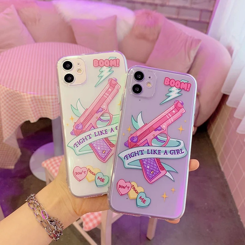 Pink Girl Cartoon Soft Silicone Transparent Phone Case Pink Girl Cartoon Soft Silicone Transparent Phone Case