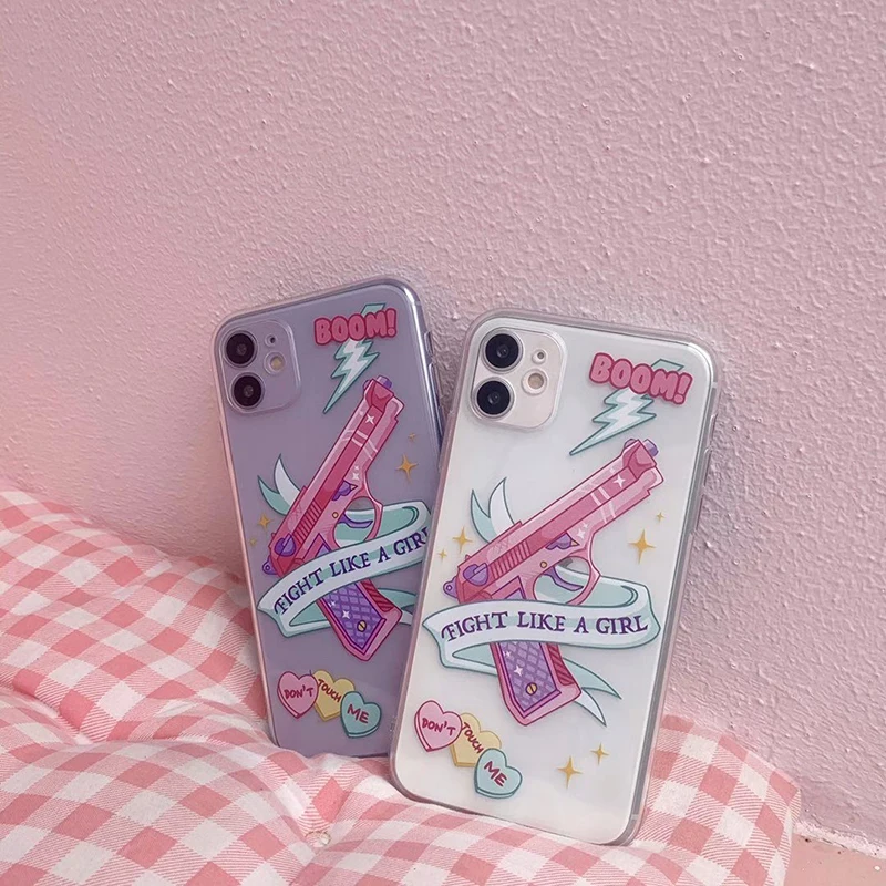 Pink Girl Cartoon Soft Silicone Transparent Phone Case Pink Girl Cartoon Soft Silicone Transparent Phone Case