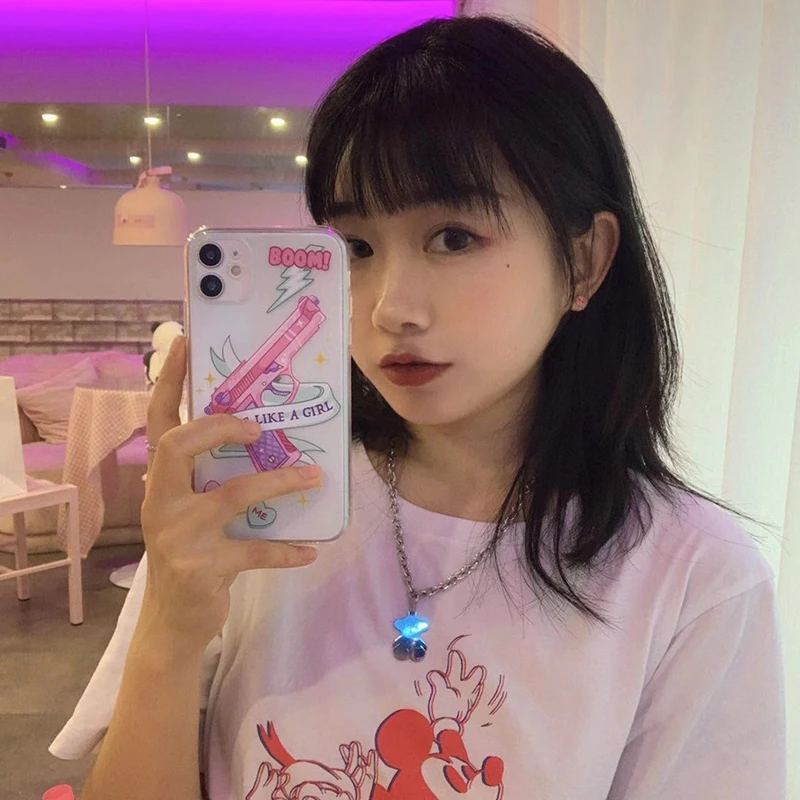 Pink Girl Cartoon Soft Silicone Transparent Phone Case Pink Girl Cartoon Soft Silicone Transparent Phone Case