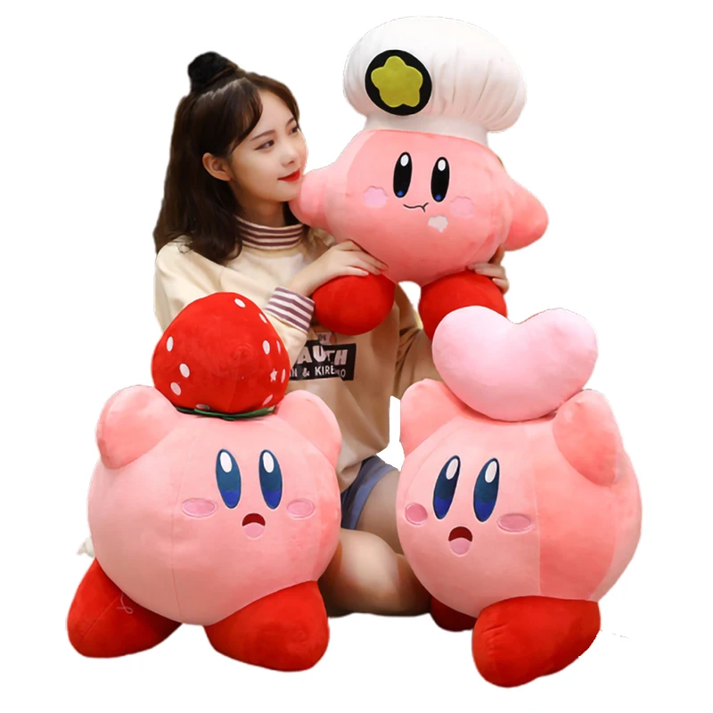 Kawaii Kirby Cos Chef Strawberry Soft Stuffed Pillow Toys For Kids