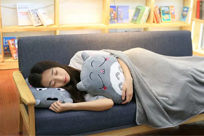 Anime Totoro Hand Warm Blanket Stuffed Cushion Toy For Kids