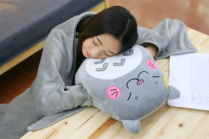 Anime Totoro Hand Warm Blanket Stuffed Cushion Toy For Kids