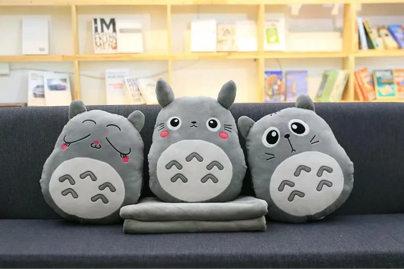 Anime Totoro Hand Warm Blanket Stuffed Cushion Toy For Kids
