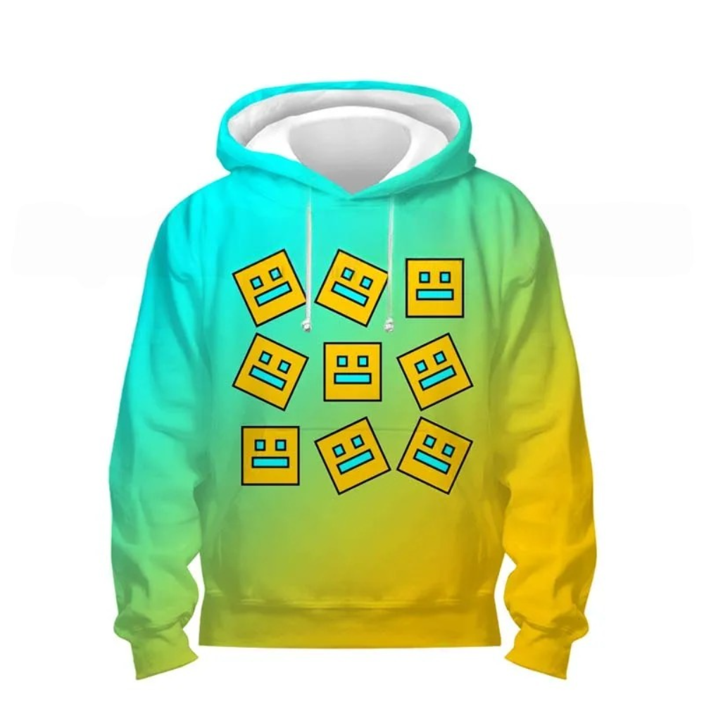 Kawaii Cartoon Geometry Dash Printed Sweatshirts
