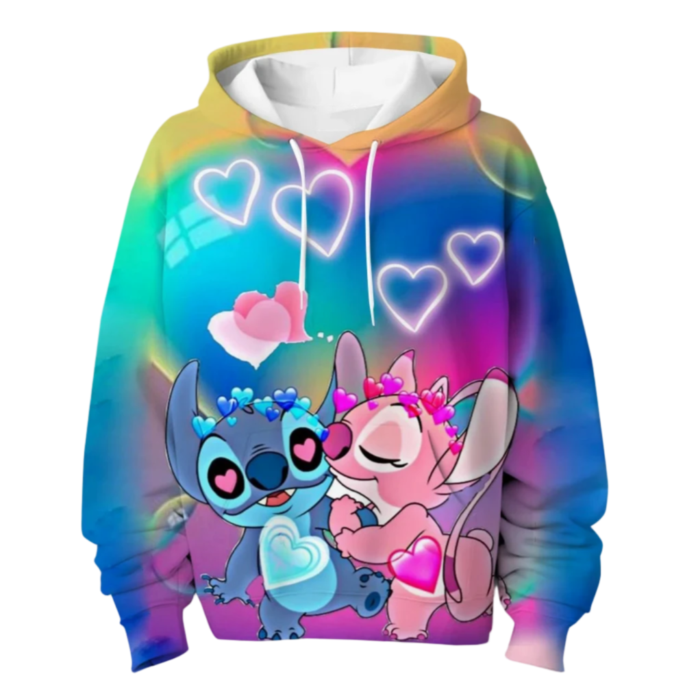 Kawaii Cartoon Stitch With Angel Children Sweatshirt